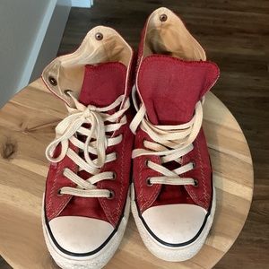 Vintage Hi Top Converse Deep Red and Cream